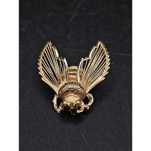 Vintage MONET Gold Tone Bumble Bee Pin Brooch Filigree Wings 1-1/2” Signed - Picture 1 of 3