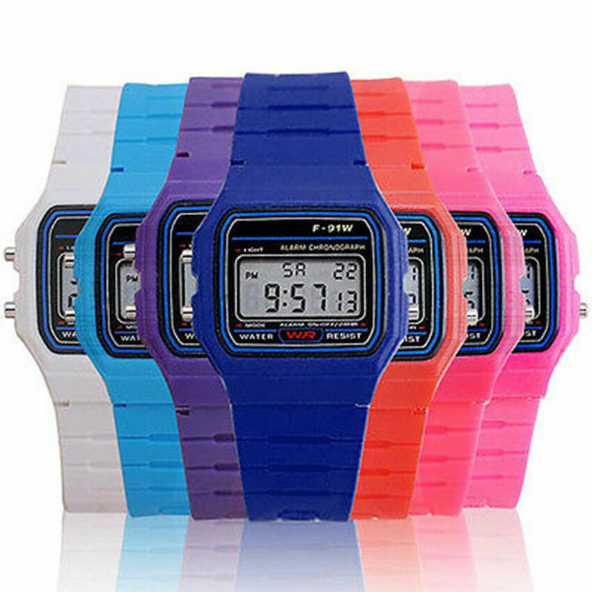  f91 style Kids Electronic LED Digital Multifunction Plastic Sports Wrist Watch