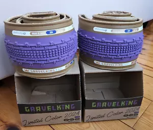 Dos (2) neumáticos Panaracer Gravel King SK genuinos, púrpura/marrón, 700x40, nuevos - Imagen 1 de 3