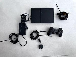 Sony PlayStation 2 Slim SCPH-77001 Black Console Tested With Cords & Controller  - Picture 1 of 17