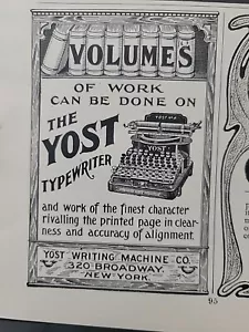 1902 Volumi di lavoro possono essere fatti su macchina da scrivere Yost pubblicità vintage - Foto 1 di 1