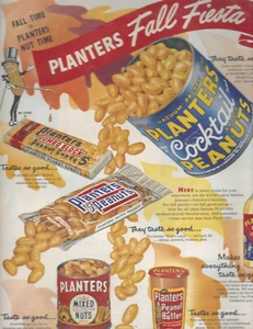 *PLANTERS PEANUTS 5c* Vintage *PRINT AD* Ex Cond *OLD STYLE CAN JAR CANDY+MORE* - Picture 1 of 2