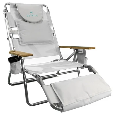 Ostrich 3N1 Lightweight Lawn Beach Lounge Chair w/Footrest, White (Open Box) - Image 1 of 4
