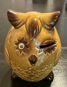 Vintage MCM Ceramic Owl Piggy Bank Rare Winking Owl Made in Japan Excellent! - Picture 1 of 8