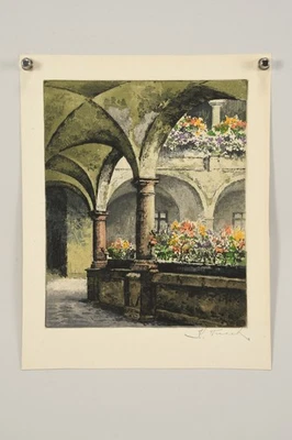 N95T08- Karl Tucek (1882-1952) Radierung Arkadengang Linzer Landhaus signiert - Bild 1 von 4