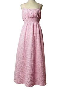 Zara Womens Smocked Gingham Maxi Dress Size S Stretchy  - Picture 1 of 9