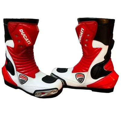 DUCATI Hombres Motocicleta Cuero de Vaca Botas Motocicleta Motociclista Cuero Botas de Carreras Foto 1 de 2