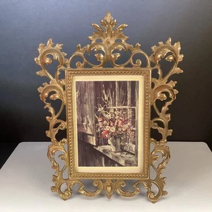 Marco de fotos Virginia Metal Crafters latón Art Nouveau ornamentado de pie - Imagen 1 de 8