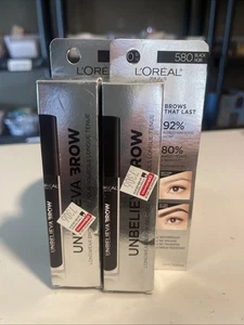 Lot of 2 Loreal Unbelieva-Brow Longwear Brow Gels #580 BLACK Waterproof - Picture 1 of 2