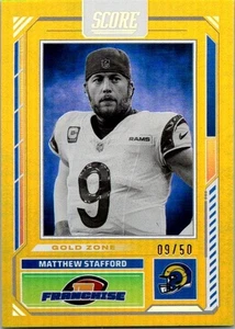 2025 SCORE THE FRANCHISE GOLD ZONE PARALLEL #19 MATTHEW STAFFORD 09/50 - Bild 1 von 1