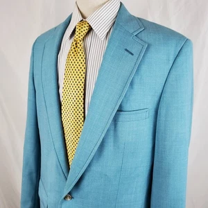 Vintage Palm Beach Herren Sport Mantel Jacke Blazer 44XL Hellblau Wolle Zwei Knopf - Bild 1 von 9