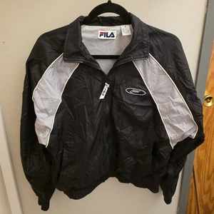 Vintage FILA Windbreaker Jacket Small Black Gray Nylon Mesh Lined Y2K 90s Logo - Picture 1 of 15