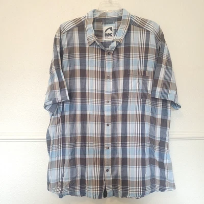 Mountain Khakis Button Shirt Tomahawk Short Sleeve Mens Sz XXL Blue Plaid Pocket - Image 1 of 4
