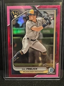 Sal Frelick 2024 Bowman Chrome Fuchsia Refractor RC #62/299 - Milwaukee Brewers - Picture 1 of 2