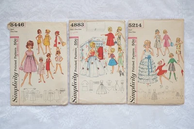 Lot of 3 Vintage 1960's TAMMY Doll Simplicity Sewing Patterns #4883/5214/5446 - Image 1 of 2