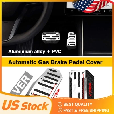 Racing Sports Non-Slip Car Automatic Foot Gas Rest Brake Pad Pedals Cover Silver - Image 1 of 4