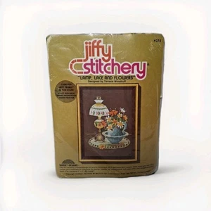 Kit de costura Jiffy Stitchery vintage 1979 "Lamp Lace Flowers" #374 Sunset Designs, - Imagen 1 de 5