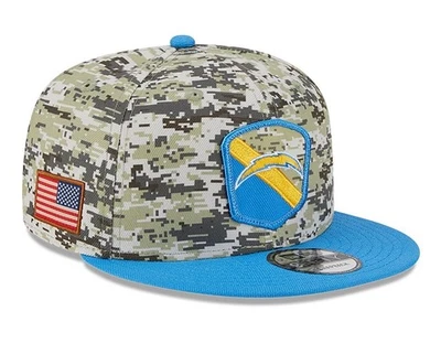Los Angeles Chargers Hat SnapBack Cap New Era 9Fifty Salute To Service Camo New - Image 1 of 4