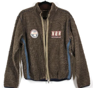 Rare Vintage NAPAPIJRI Brown Fleece Sherpa Jacket Full Zip Jumper I Size 16 - Picture 1 of 24