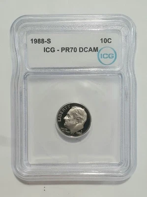 1988-S Proof Roosevelt Dime ICG PR70 DCAM Clad Coin - Image 1 of 2