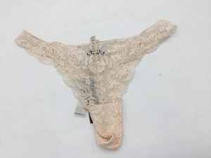 Elle Macpherson Intimates  Lace Semi Sheer Screen Thong American Nude XL - Picture 1 of 2