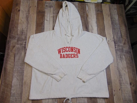 Champion Reverse Weave Women 2XL Crewneck Sweatshirt Wisconsin Badgers Gray Cover