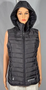 Spyder donna med puffer gilet giacca nero senza maniche trapuntato cappuccio rimovibile sci - Foto 1 di 16