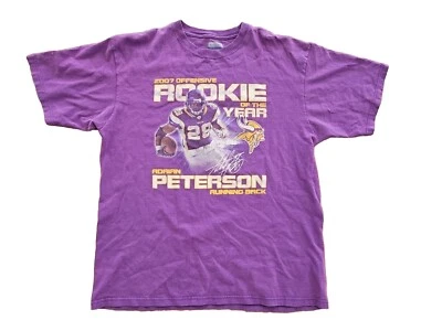 Camiseta Adrian Peterson 2007 Novato ROTY Minnesota Vikings NFL Fútbol Hombres L Foto 1 de 4