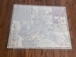 Vintage 1957 Chevron City Street Map El Paso Texas Texana Cartography Wall Art - Picture 1 of 2