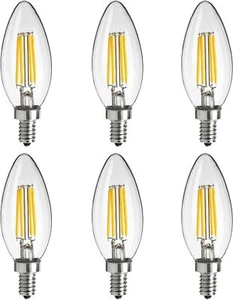 6Pack E12 LED Candelabra Dimmable Bulb, 4W(40W), 1800K, Torpedo Tip, 400LM - Picture 1 of 1