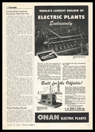 1946 D W Onan & Sons Oil Field Mounted Electric Plant Test Room Photo ...