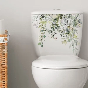 Wall Sticker Leaves Plants Decal Vinyl Mural Art Toilet Seat Bathroom Home Decor - Picture 1 of 6