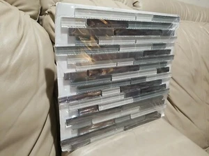 4 x Gray Silver Glass Linear Interlocking Mosaic Tile Kitchen Wall 11.5" x 11.8" - Picture 1 of 6