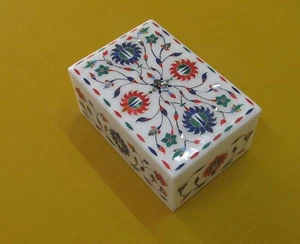 6" x 4" x 3" Marble Jewelry Box Multi Color Stones Pietra Dura Home Decor Gifts - Picture 1 of 3