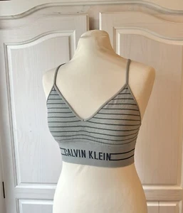 Calvin Klein Schwarz Sport-BH Crop Top Bustier Bralette Gym Jogging M Weiß - Bild 1 von 7