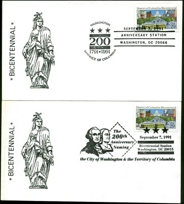 US FDC #2561 Clevenger Cachet Set of 2 with Unofficial Fancy DC Cancels - Image 1 of 2