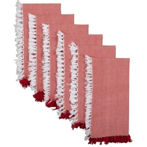 Harmony Red Napkin Set of 6 18x18 Cotton Chambray Country Cottage VHC Brand - Picture 1 of 3