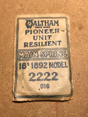 Заводская пружина Waltham для модели 18s 1892 No 2222 - сталь - Изображение 1 из 2