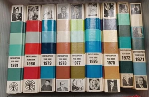 Vintage Grolier Encyclopedia Year Books, lot of 9, HC VG for Age - Picture 1 of 1