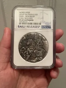 2016 Norse Gods Odin Tuvalu 2oz Silver Coin NGC PF69 Early Release - Picture 1 of 2