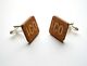 CO2 Wooden Cuff links, Laser Cut Square, Engraved CO2 Logo
