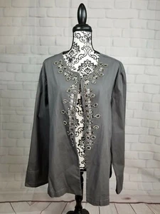 American Glamour women's long sleeve open front beaded stretch jacket size 3x b1 - Picture 1 of 9