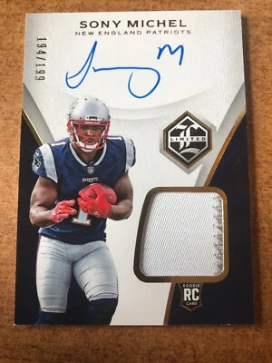 SONY MICHEL 2018 Panini Limited  Rookie Patch On Card Auto True RPA 194/199 RC - Image 1 of 2