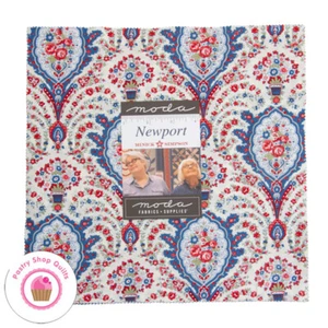Moda NEWPORT Minick & Simpson LAYER CAKE 42 10" Squares Red White Blue - Picture 1 of 7