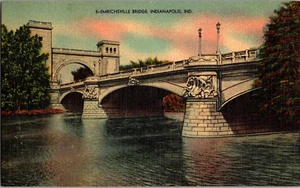 Postkarte Emrichsville Brücke Indianapolis Indiana Leinen unbesendet - Bild 1 von 2