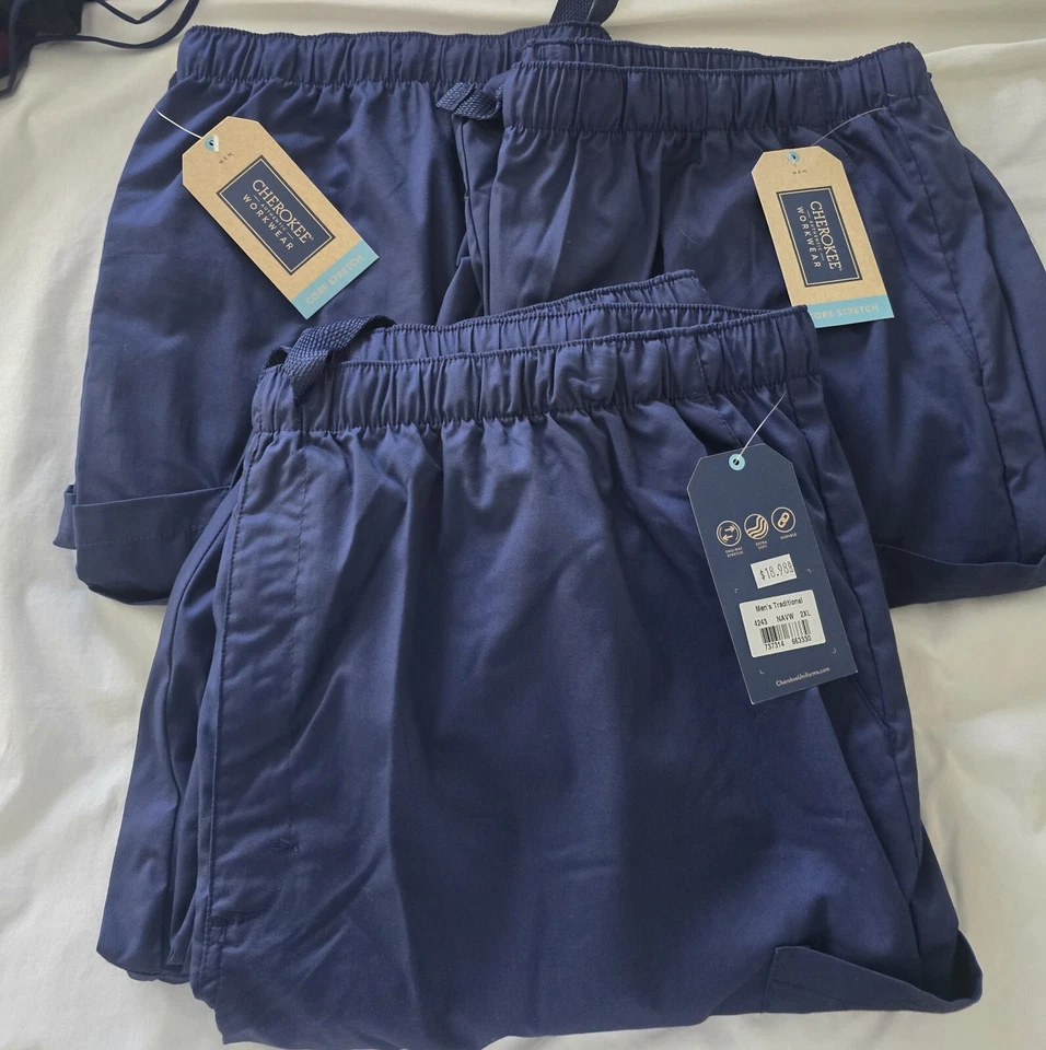 Lote De 3 Pantalones Médicos Cherokee Modernos Clásicos Azul Marino Talla XL Nuevos Foto 1 de 1