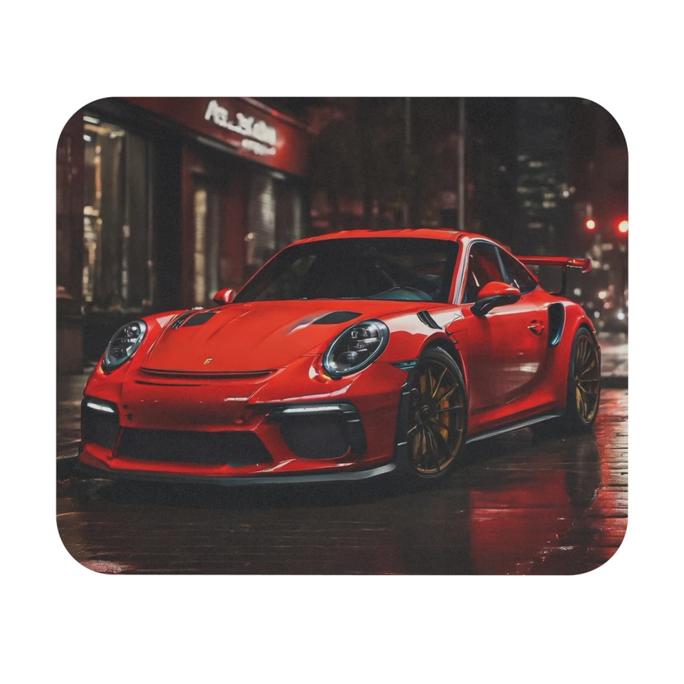 Rectangle Mouse Pad, Red Porsche Inspired Design, Car Lover Desk Accessories, - Image 1 of 1