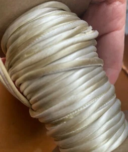 piping 1/8" hand dyed silk satin tubing on the bias 1yd USA champagne ivory - Picture 1 of 4