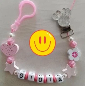 Catenella portaciuccio/succhiotto personalizzata con nome BAMBINO ciucci MAM NUK - Foto 1 di 5