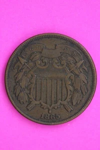 1865 BN  Two 2 Cent Liberty Coin Eraly Type Guaranteed Authentic & Genuine 0737N - Picture 1 of 3